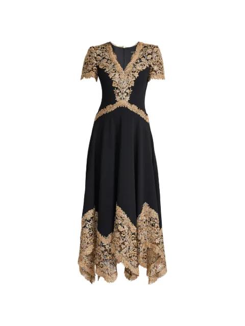 sequin-embellished floral-lace midi dress by TADASHI SHOJI