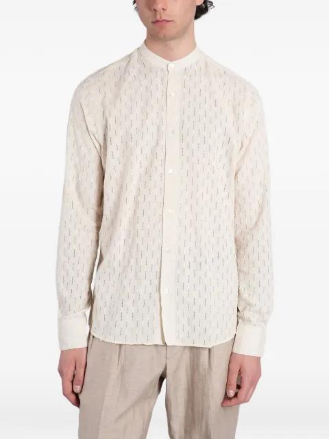 Cannes textured-stripe band-collar shirt by TAGLIATORE