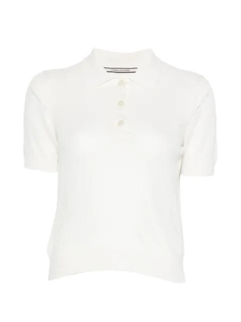 Fabrizia mesh-knit polo top by TAGLIATORE