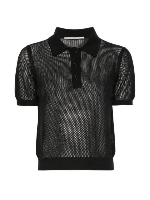 Fabrizia mesh-knit polo top by TAGLIATORE