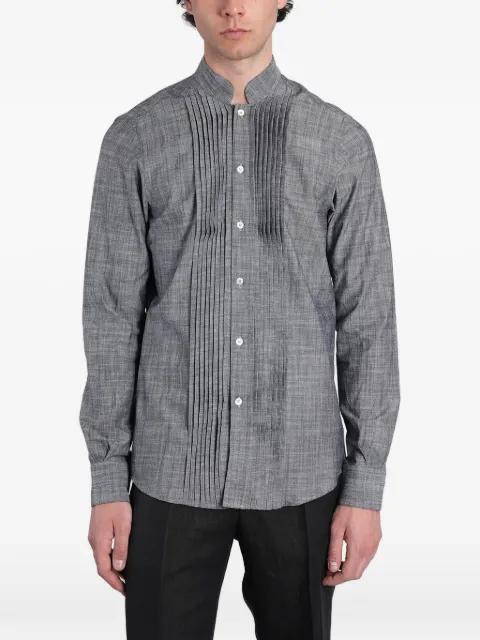 Ghandi pleated band-collar shirt by TAGLIATORE