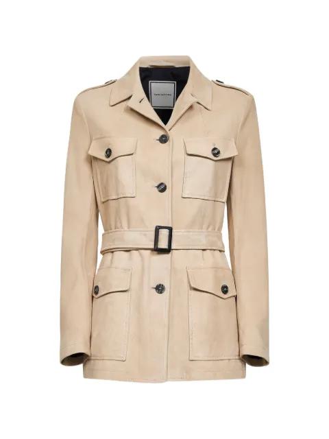 buttoned belted lambskin jacket by TAGLIATORE