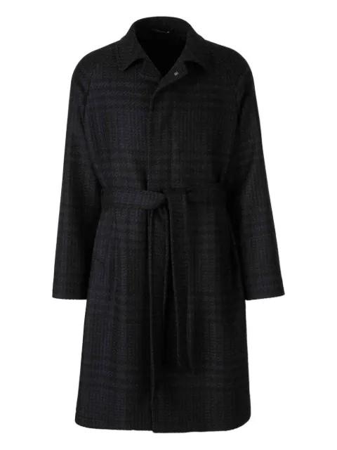 check-pattern belted coat by TAGLIATORE