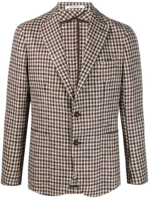 check-pattern long-sleeve blazer by TAGLIATORE