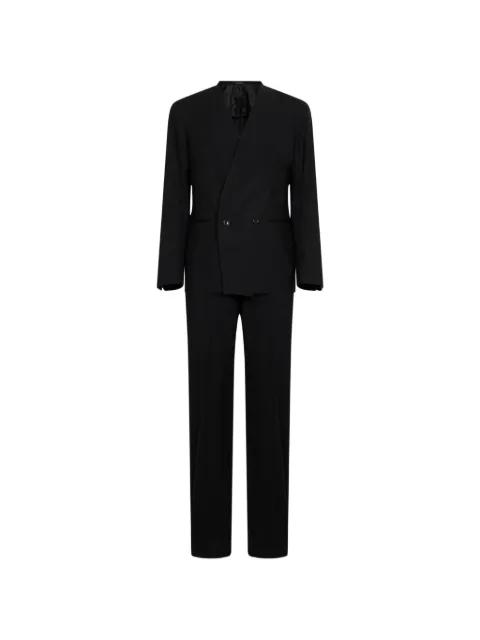 double-breasted collarless suit by TAGLIATORE