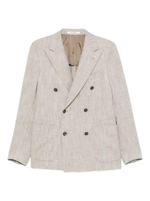 double-breasted herringbone blazer by TAGLIATORE