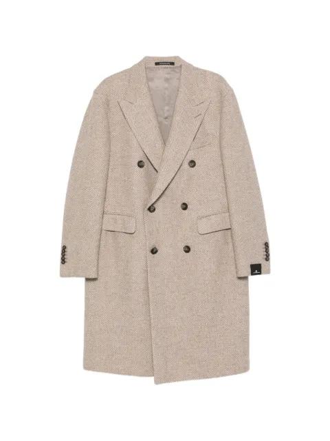 double-breasted herringbone coat by TAGLIATORE