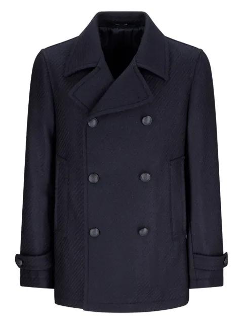 double-breasted herringbone coat by TAGLIATORE