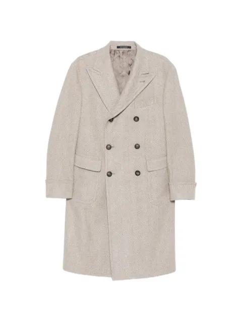 double-breasted herringbone-pattern coat by TAGLIATORE