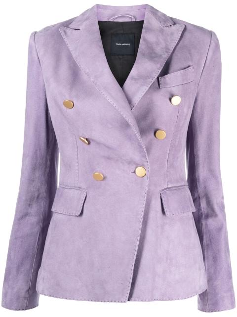 double-breasted leather suede blazer by TAGLIATORE