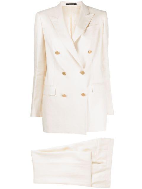 double-breasted linen suit by TAGLIATORE