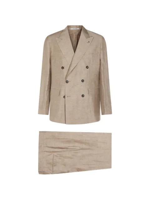 double-breasted linen suit set by TAGLIATORE