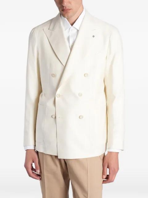 double-breasted peak-lapel suit jacket by TAGLIATORE
