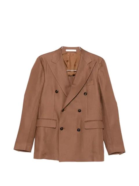 double-breasted peaked-lapel suit by TAGLIATORE