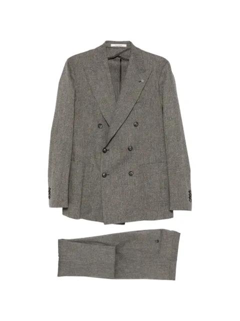 double-breasted peaked-lapel suit by TAGLIATORE