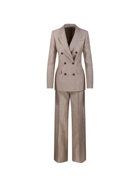 double-breasted slub-texture suit by TAGLIATORE