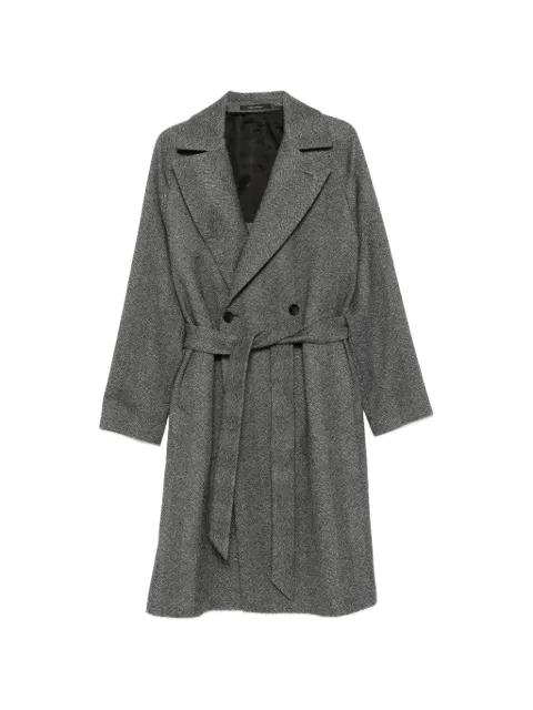 herringbone-pattern belted coat by TAGLIATORE