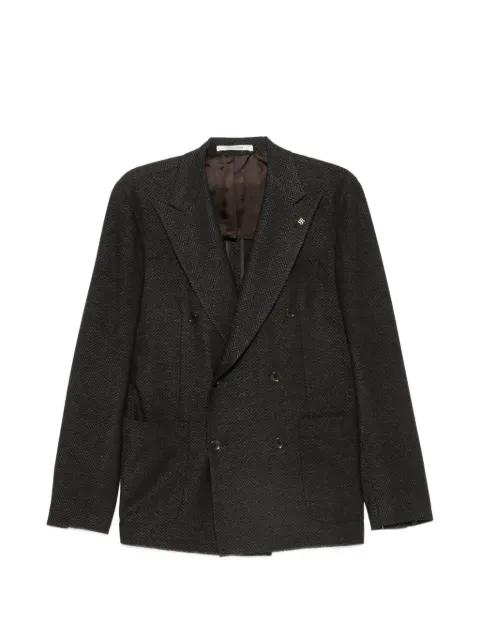 herringbone-pattern double-breasted blazer by TAGLIATORE