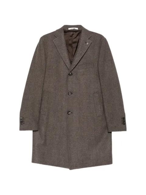 herringbone-pattern single-breasted coat by TAGLIATORE