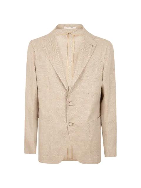 herringbone-weave notched-lapel blazer by TAGLIATORE