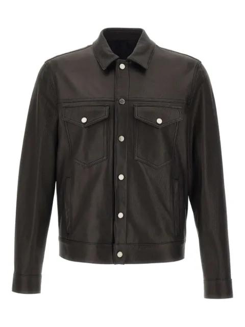 leather shirt jacket by TAGLIATORE