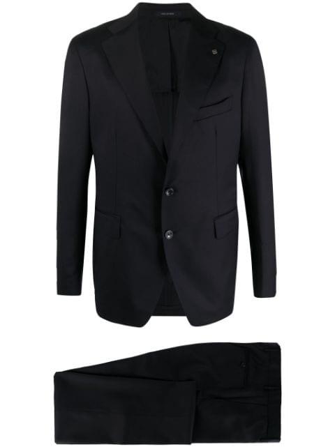logo-plaque virgin-wool single breasted blazer by TAGLIATORE