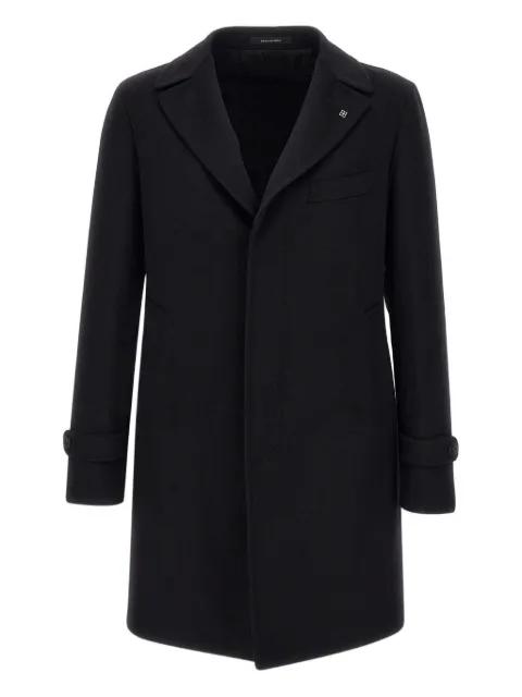 peak lapel logo pin coat by TAGLIATORE