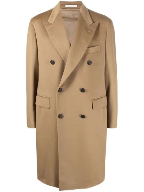 peak-lapels double-breasted coat by TAGLIATORE