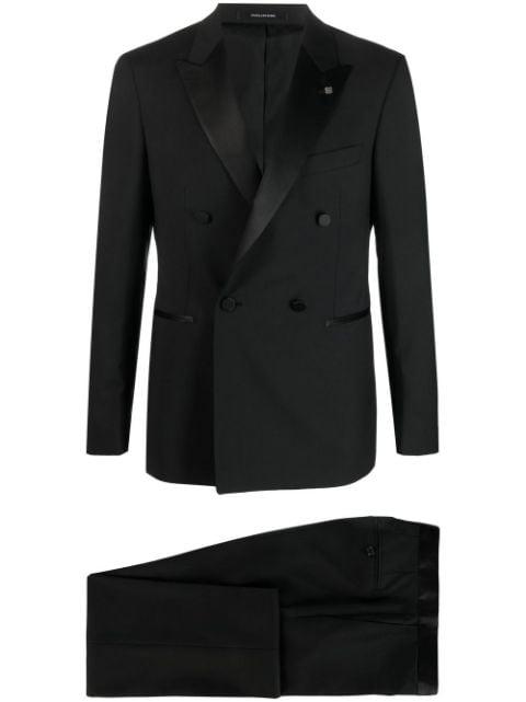 peak lapels wool suit by TAGLIATORE