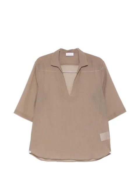 semi-sheer V-neck shirt by TAGLIATORE