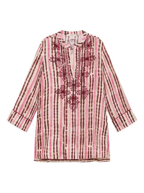 striped embroidered linen jacket by TAGLIATORE