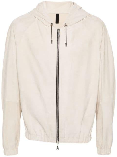 suede zipped hoodied jacket by TAGLIATORE