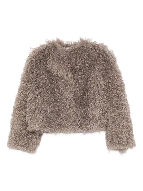 teddy-textured cropped jacket by TAGLIATORE