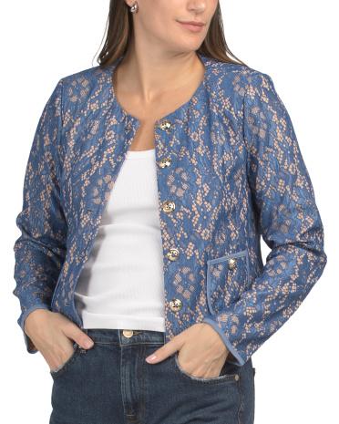 Floral Lace Jacket for Women | Polyester by TAHARI ASL Floral Lace Jacket for Women | Polyester by TAHARI ASL