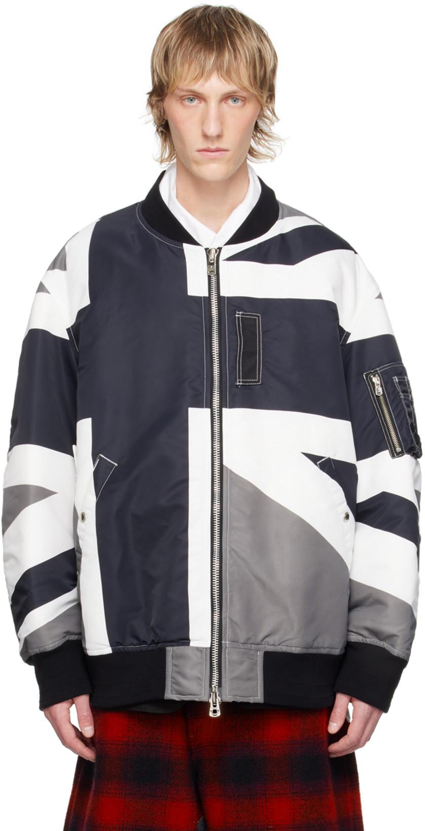 White & Black Back Gusset Bomber Jacket by TAKAHIROMIYASHITA THE SOLOIST