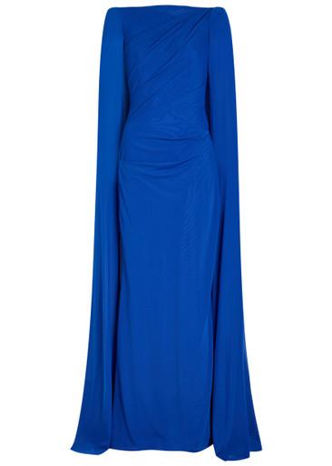Cape-effect draped stretch-tulle gown by TALBOT RUNHOF