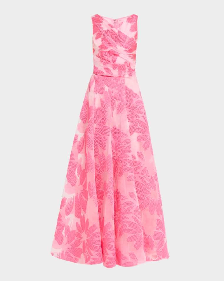 Floral Fil Coupe Sleeveless A-Line Evening Gown by TALBOT RUNHOF