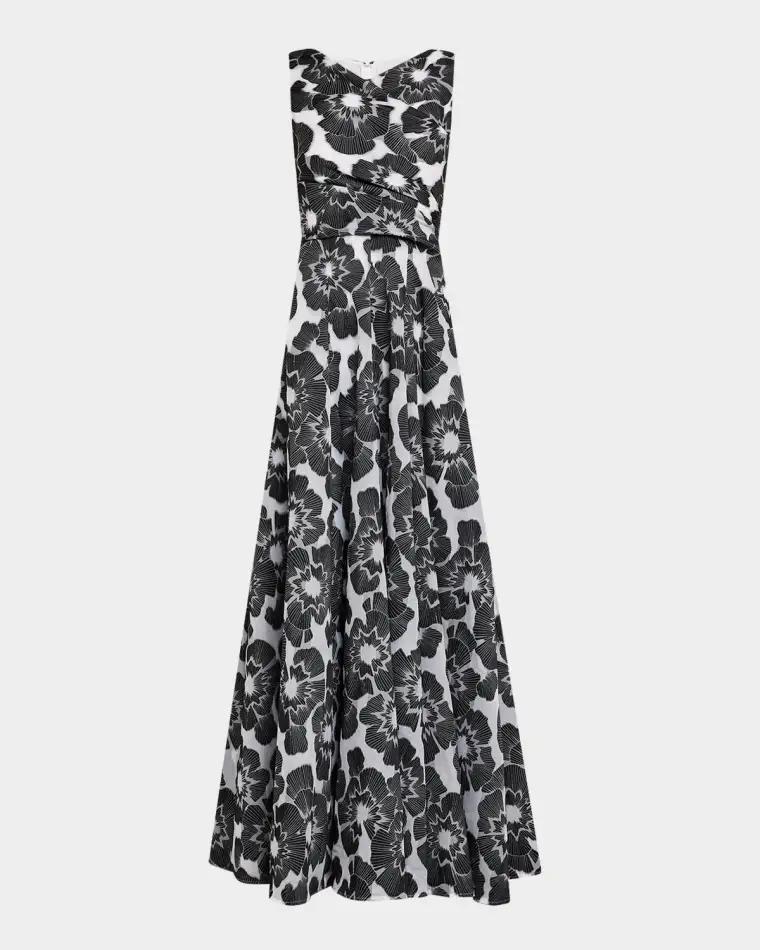 Floral Firecracker Organdi Jacquard Sleeveless Gown by TALBOT RUNHOF