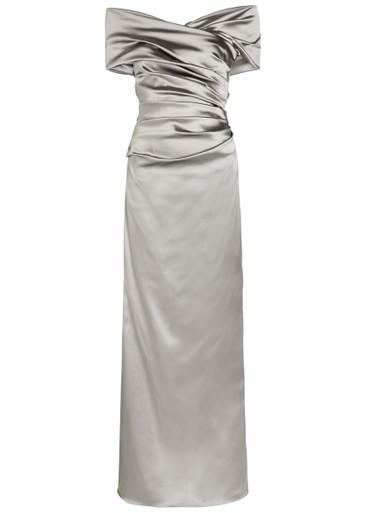 Gathered satin gown by TALBOT RUNHOF