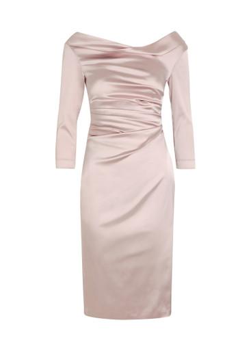 Gathered satin midi dress by TALBOT RUNHOF