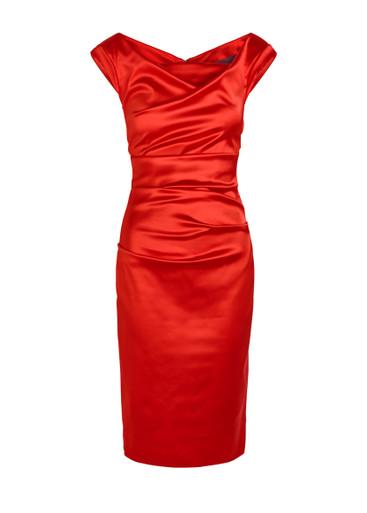 Gathered satin midi dress by TALBOT RUNHOF