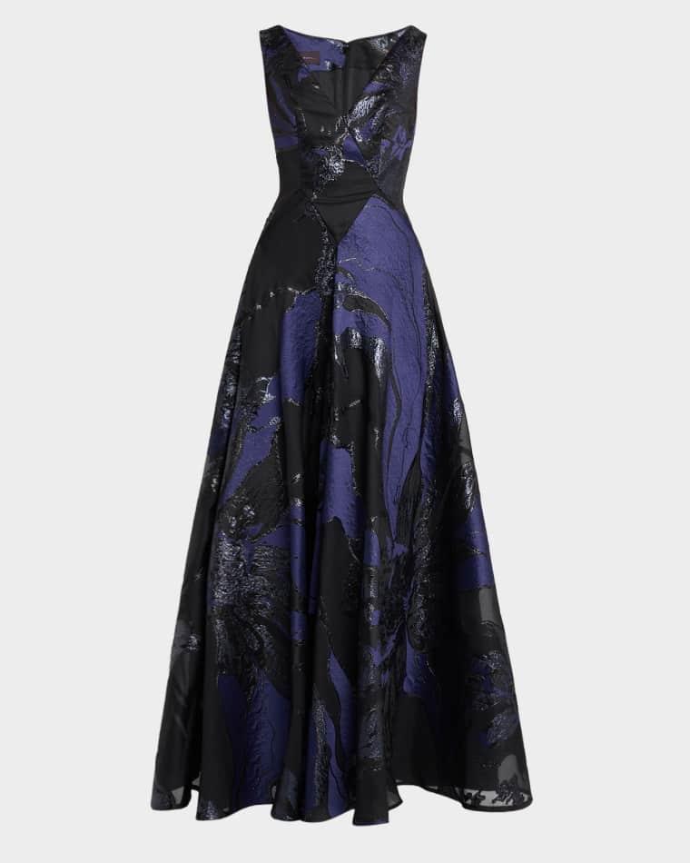 Monarch Jacquard Sleeveless A-Line Gown by TALBOT RUNHOF