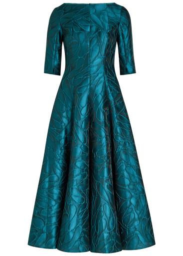Patterned-jacquard woven midi dress by TALBOT RUNHOF