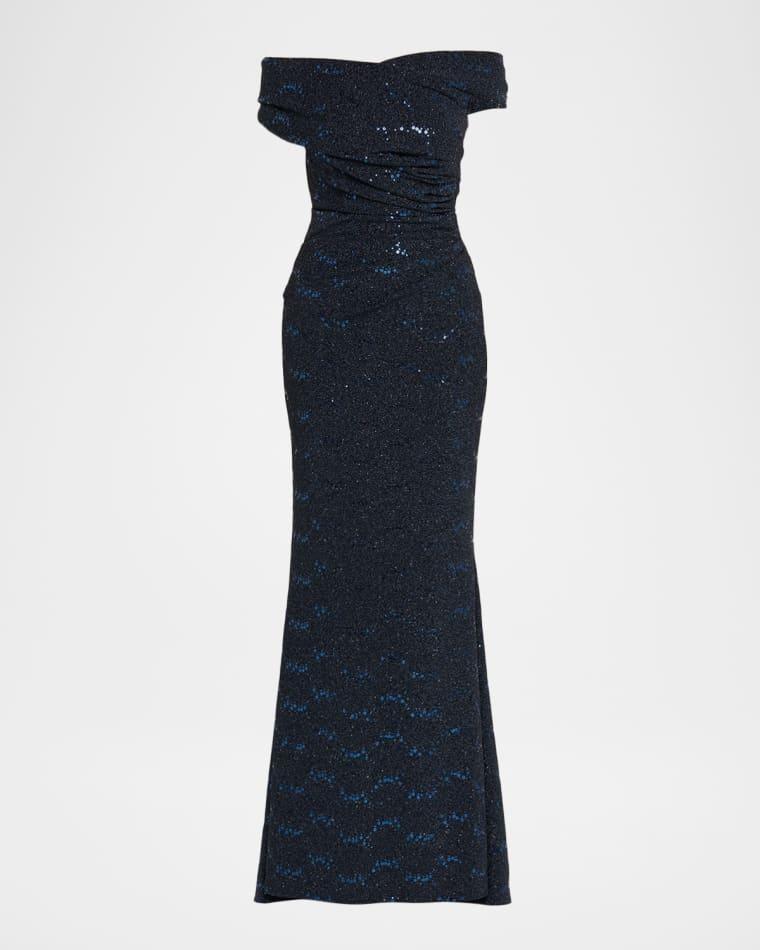 Stardust Jersey Off-The-Shoulder Gown by TALBOT RUNHOF