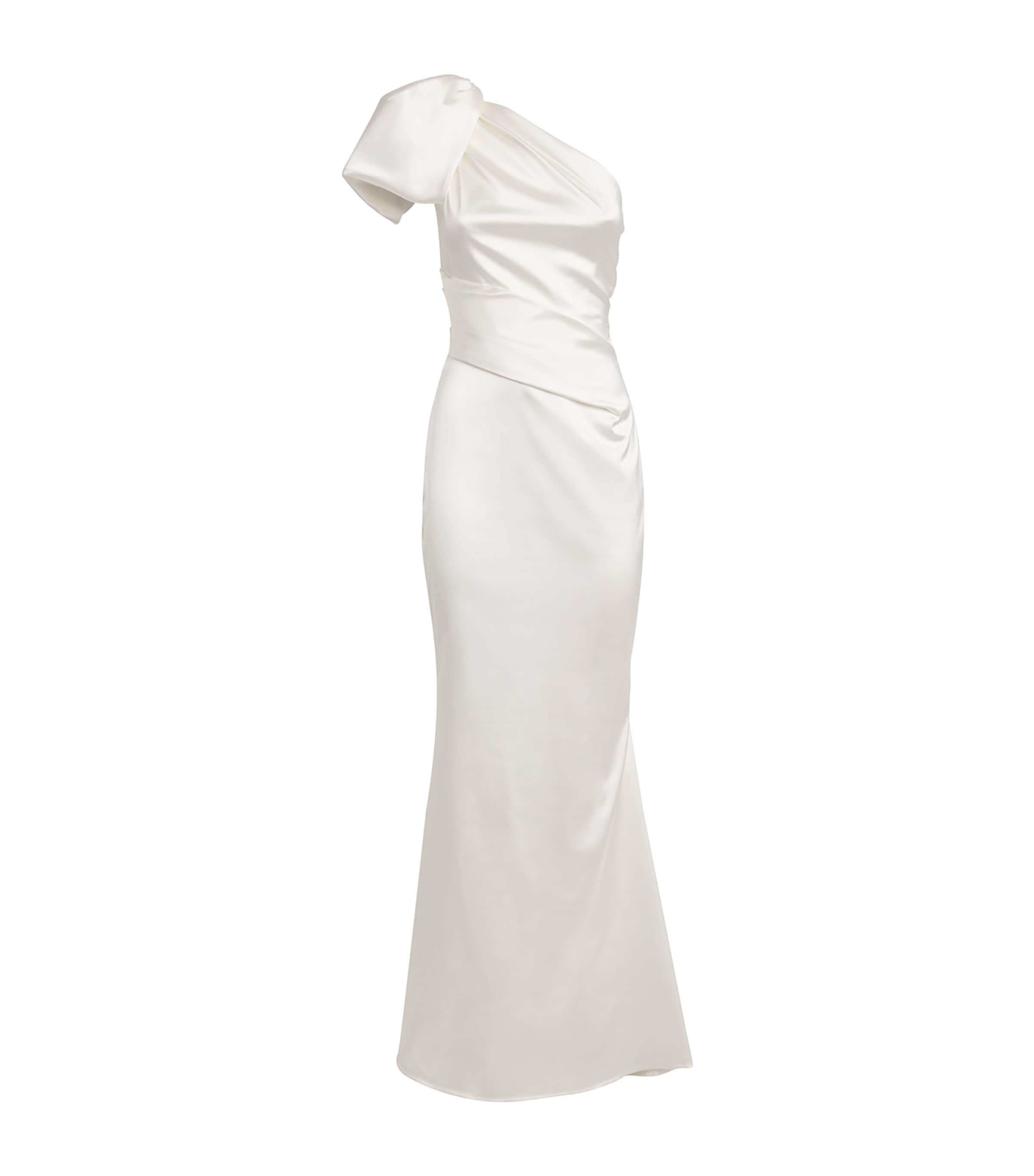 Talbot Runhof Satin One-Shoulder Draped Gown by TALBOT RUNHOF