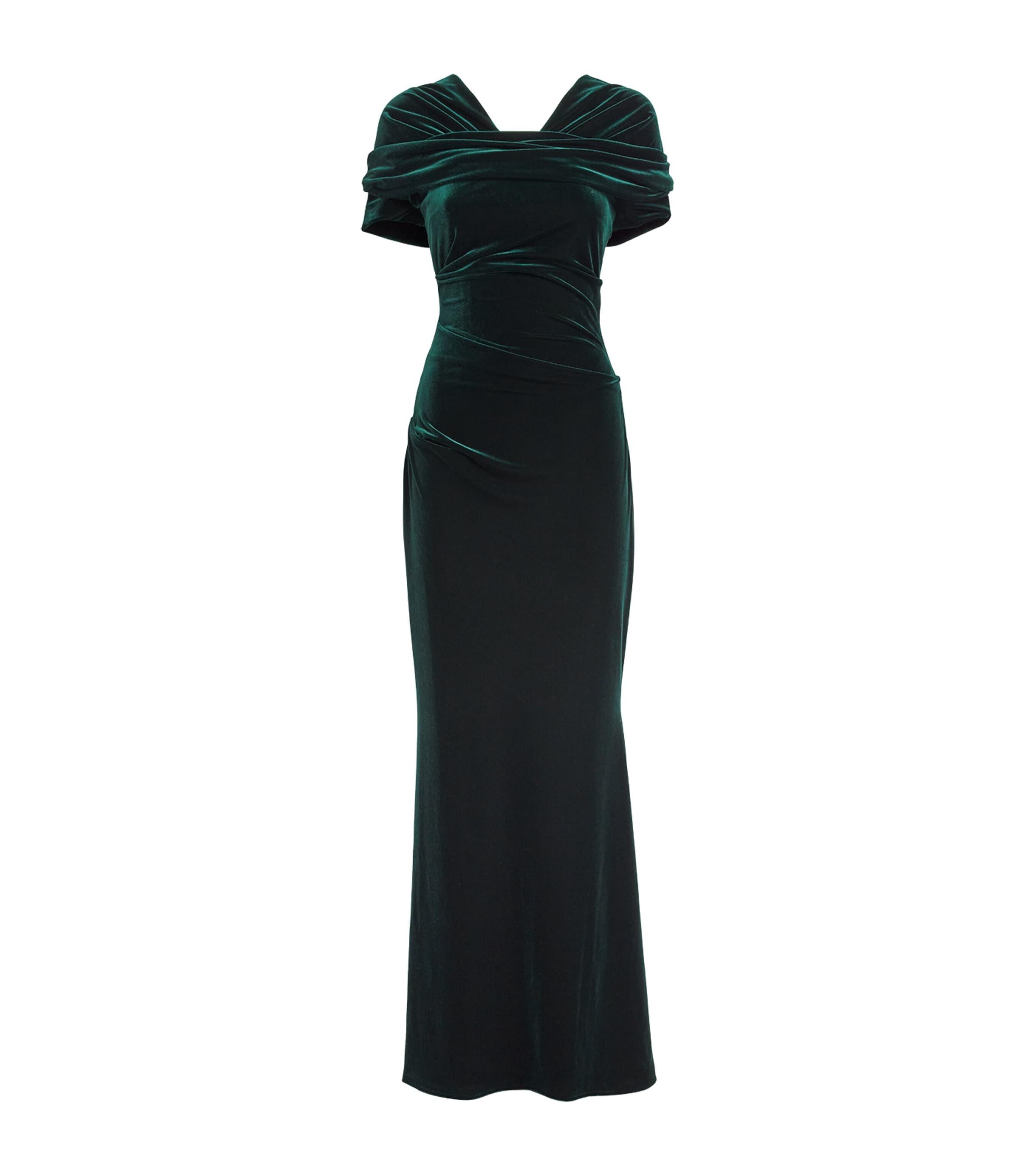 Talbot Runhof Stretch-Velvet Draped Gown by TALBOT RUNHOF