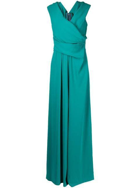 detachable-train draped jumpsuit by TALBOT RUNHOF
