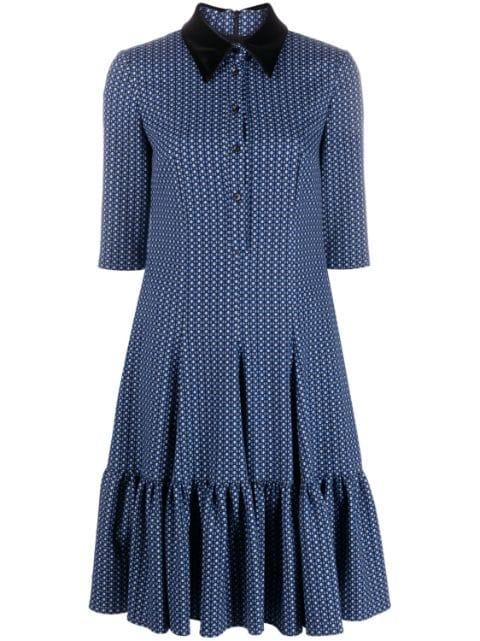 patterned-jacquard ruffle mini dress by TALBOT RUNHOF