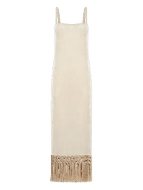 Agrigento Disco sequin fringed midi dress by TALLER MARMO
