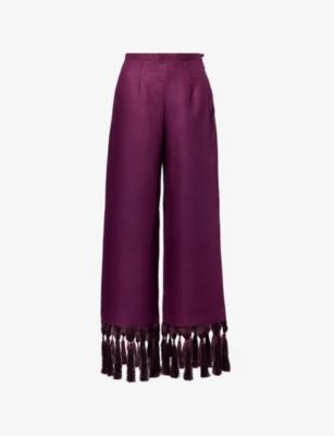 Marlino Fringed Linen Trousers by TALLER MARMO